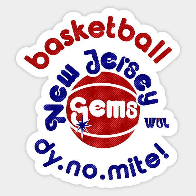 Defunct New Jersey Gems WBL Basketball 1978 New Jersey Sticker